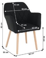 Kreslo EKIN - rozmery, poah: ltka ierna/drevo - buk patinovan,  ilustran obrzok