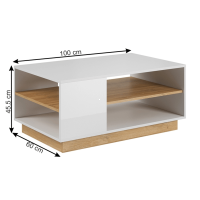 konferenčný stolík CITY, farba: biela/dub grandson/biely lesk konferenčný stolík CITY, farba: biela/dub grandson/biely lesk